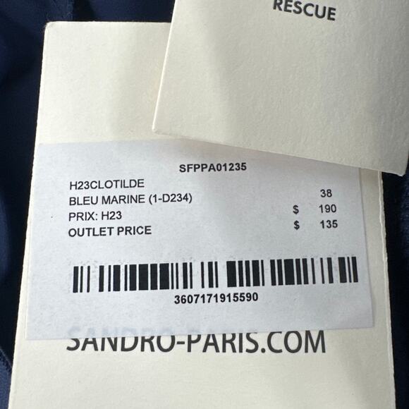 Sandro Women's Blue Marine Rhinestone Leggings Size 38 | Small - Picture 6 of 11